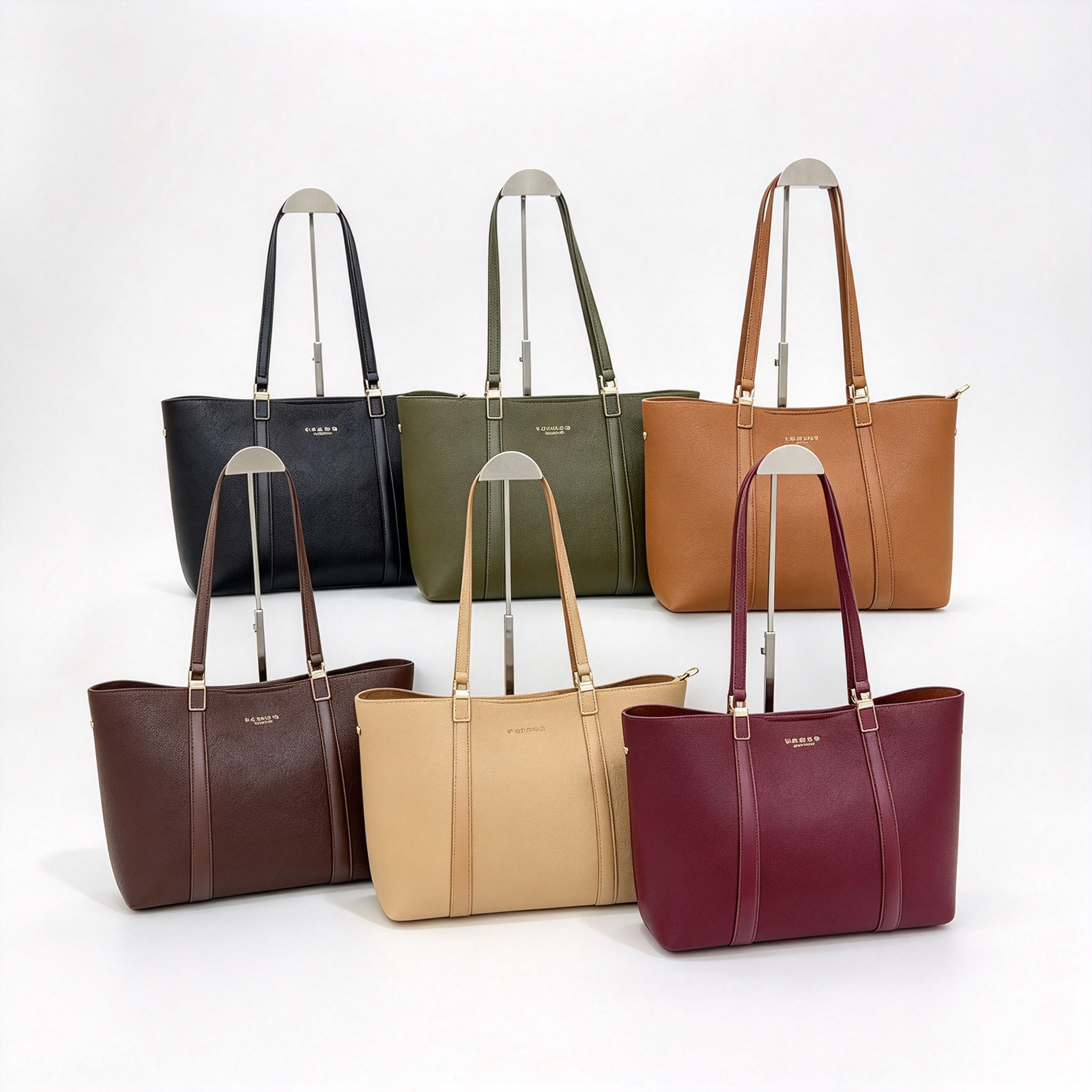 Large Capacity Work Tote, Premium Leather Women’s Shoulder Bag with Gold Accents, Dual Top Handles and Elegant Structured Design