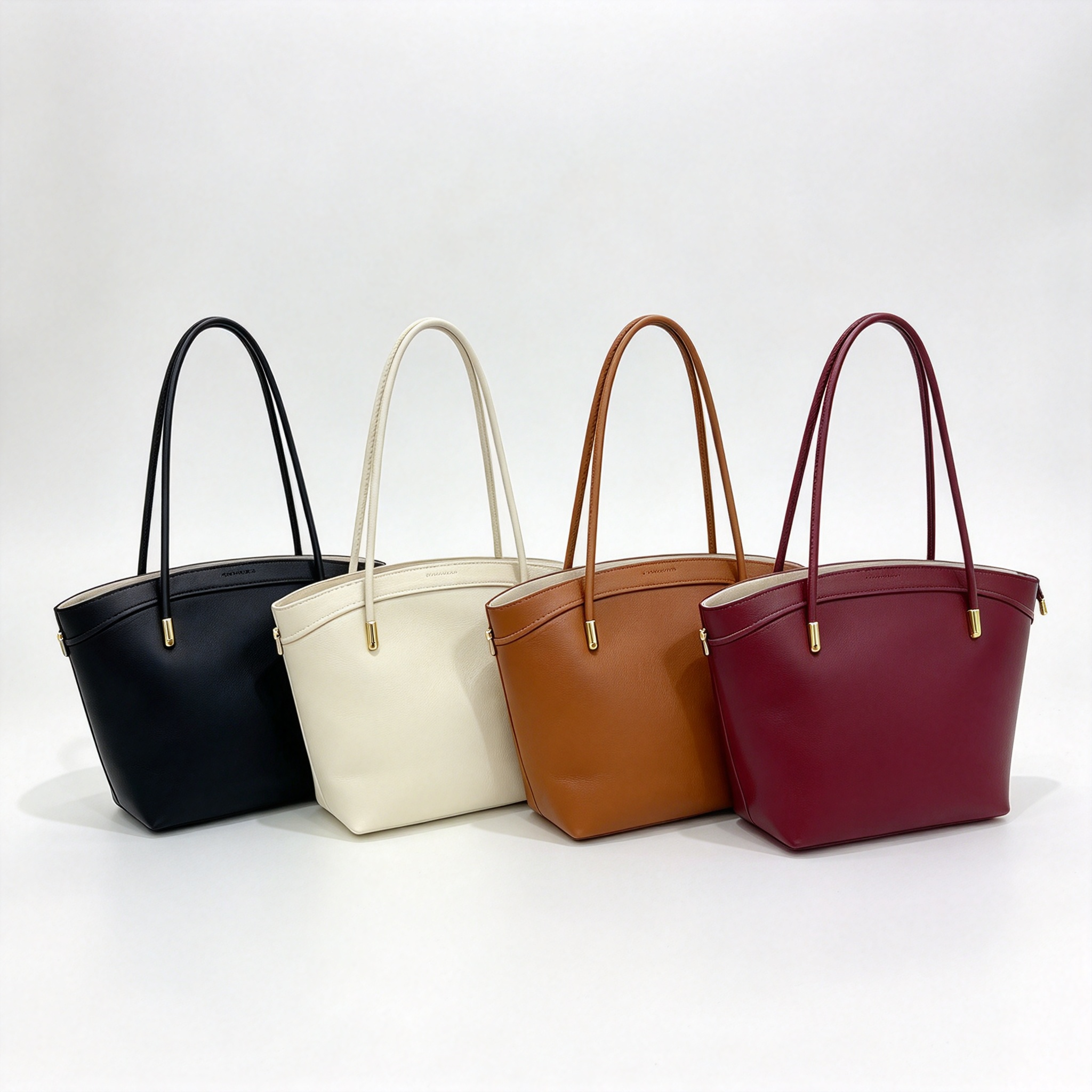 Large Capacity Work Tote, Premium Leather Women’s Shoulder Bag with Front Panel Detail, Dual Top Handles and Elegant Structured Design