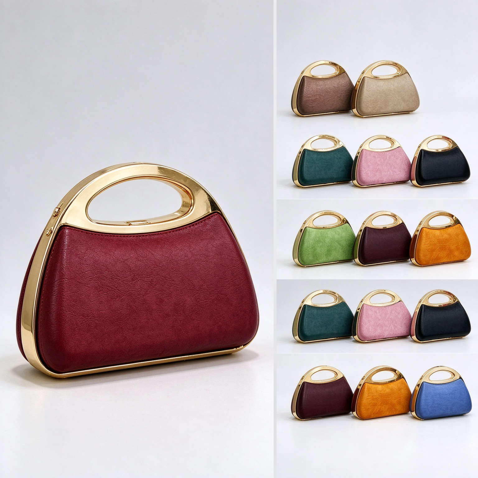 Trendy Metal Ring Handle Retro Mini Women Evening Handbag
