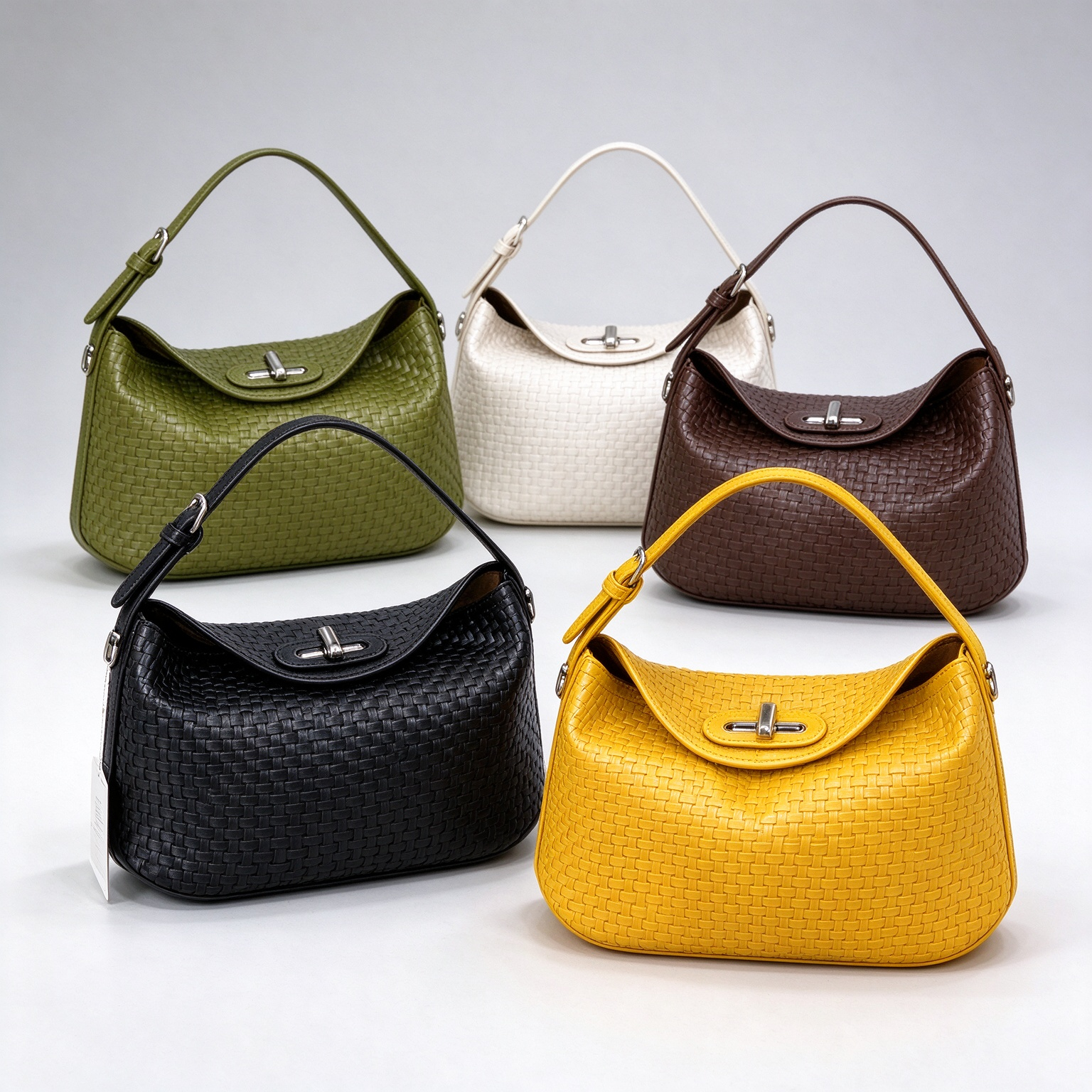 Multi Color Women Braided Woven Hobo Shoulder Bag, Chic Turn Lock Flap Underarm Purse for Daily Use Gift