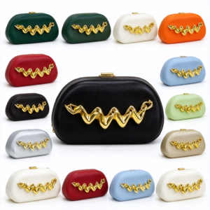 Multi Color Women Mini Clutch Bag, Gold Chain Decor Shoulder Purse for Party Daily Use