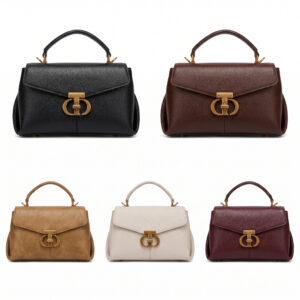 Women's Vintage Top Handle Satchel Bag, Retro Leather Crossbody Handbag with Gold Metal Lock, Elegant Shoulder Purse for Office & Dating