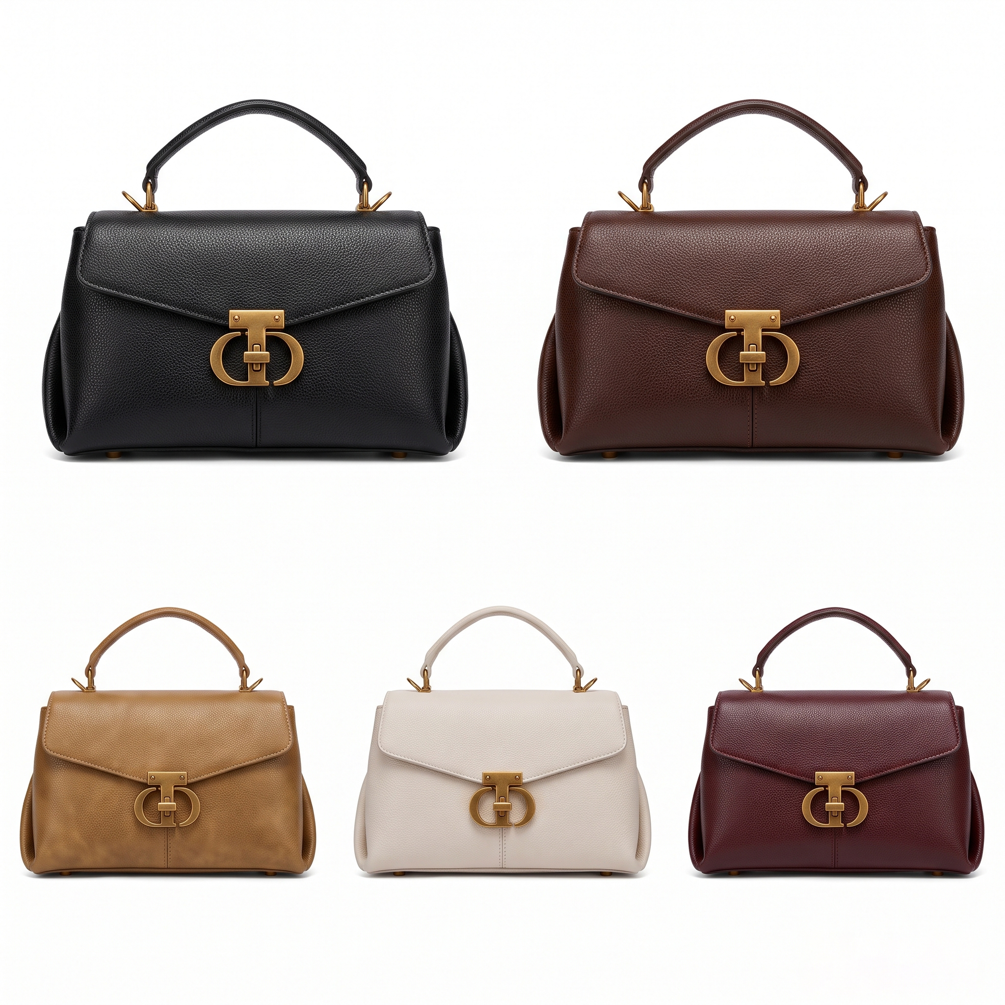 Women's Vintage Top Handle Satchel Bag, Retro Leather Crossbody Handbag with Gold Metal Lock, Elegant Shoulder Purse for Office & Dating