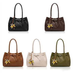 Women's Woven Texture Tote Bag, Large Capacity Shoulder Handbag with Coconut Palm Pendant, Casual Daily Work Shopping Purse