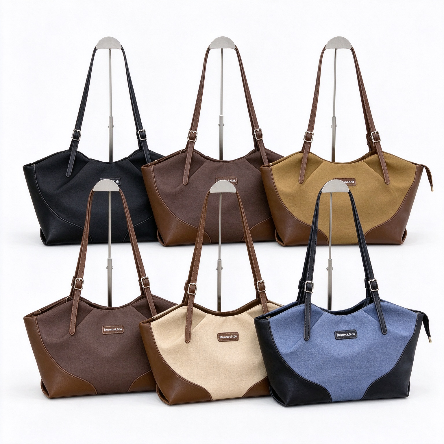 Women’s Large Capacity Tote Bag, Vintage Contrast Trim Shoulder Purse, Casual Work & Travel Handbag with Adjustable Strap