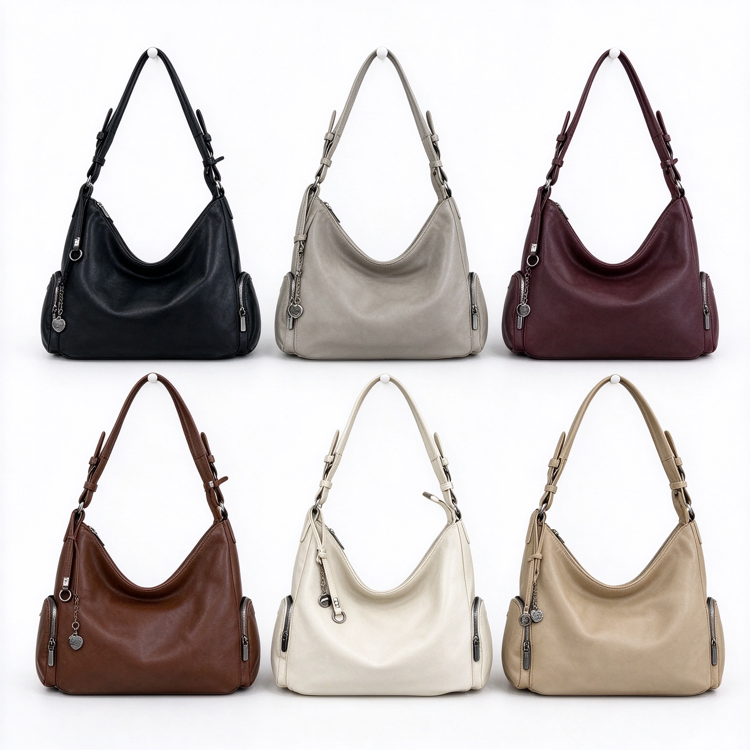 Women’s Soft Hobo Shoulder Bag, Casual Crescent Purse, Vintage Leather Handbag with Multi-Pockets for Work & Daily Use